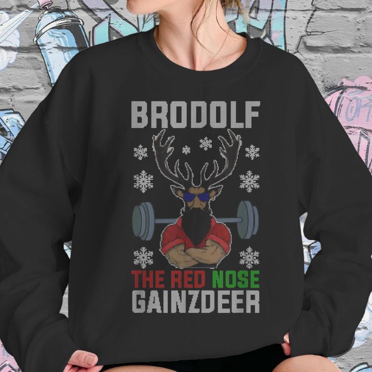 Brodolf The Red Nose Gainzdeer Gym Ugly Christmas Women Sweatshirt Gifts for Her