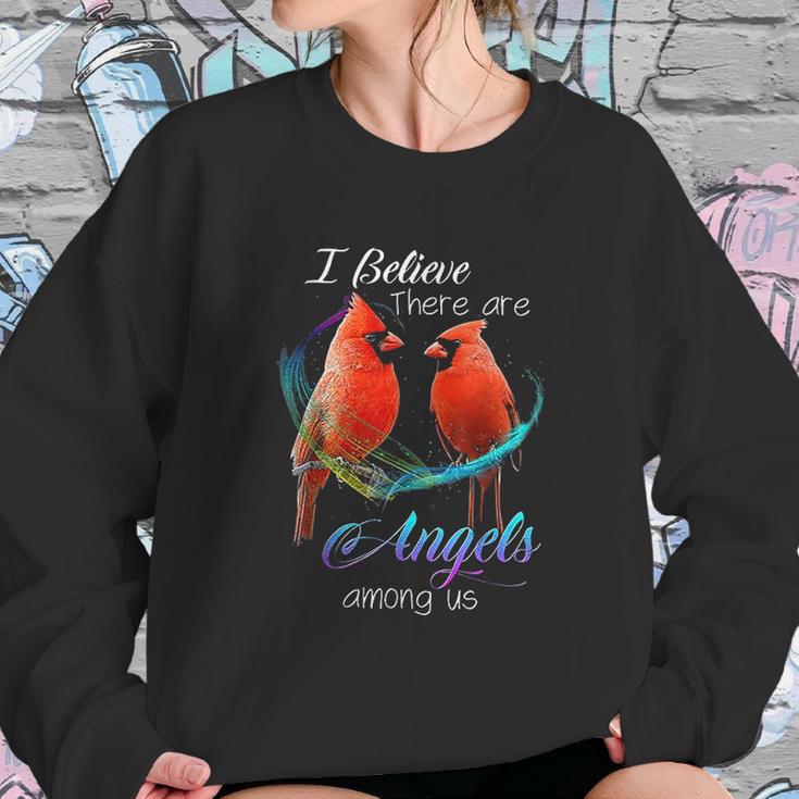 Cardinal Bird I Believe There Are Angels Among Us Women Sweatshirt Gifts for Her