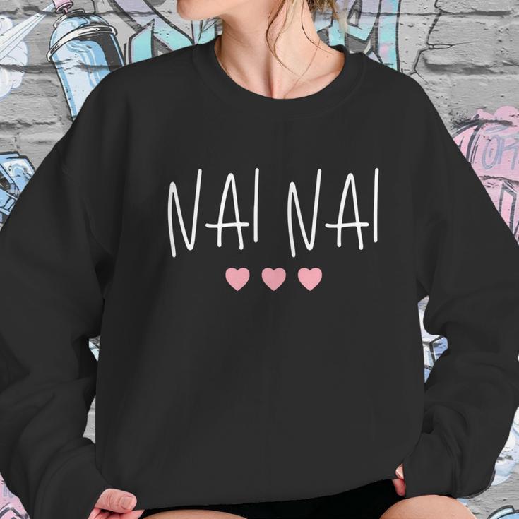 Chinese Grandma Nai Nai Grandmother Cute Pink Hearts Nai Nai Gift Women Sweatshirt Gifts for Her