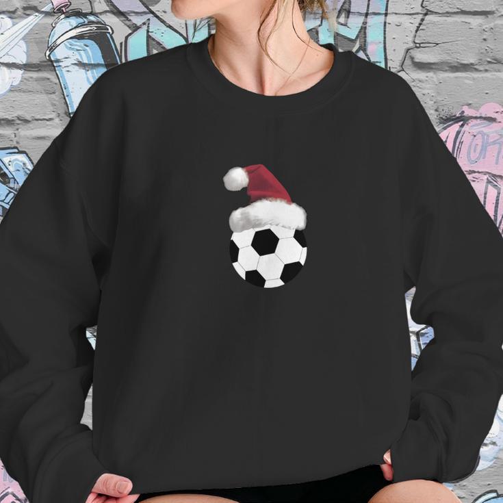 Christmas Soccer Ball Santa Claus Hat T-Shirt_Extract Women Sweatshirt Gifts for Her