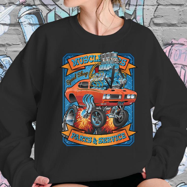 Classic Sixties Muscle Car Funny Dragster Hot Rod Cartoon V2 Women Sweatshirt Gifts for Her