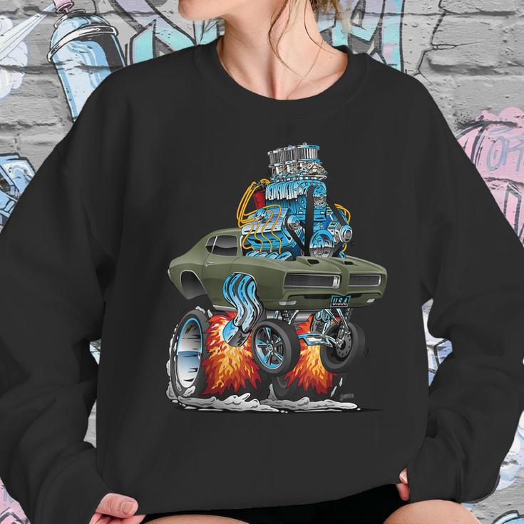 Classic Sixties Muscle Car Funny Dragster Hot Rod Cartoon V3 Women Sweatshirt Gifts for Her