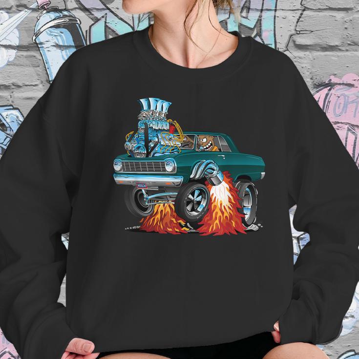 Classic Sixties Muscle Car Funny Dragster Hot Rod Cartoon V4 Women Sweatshirt Gifts for Her