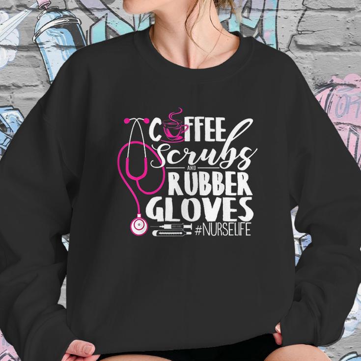 Coffee And Rubber Gloves Nurselife Night Shift Gift Women Sweatshirt Gifts for Her