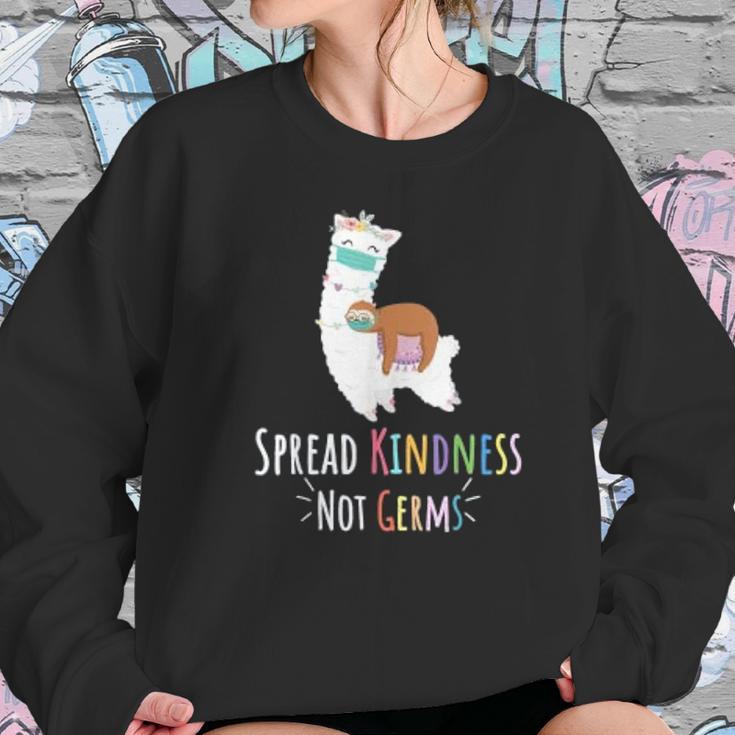 Cute Llama And Sloth Spread Kindness Not Germs Social Distancing Women Sweatshirt Gifts for Her