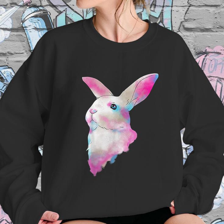 Cute Space Rainbow Gaussian Blur Rabbit Galactic Bunny Women Sweatshirt Gifts for Her