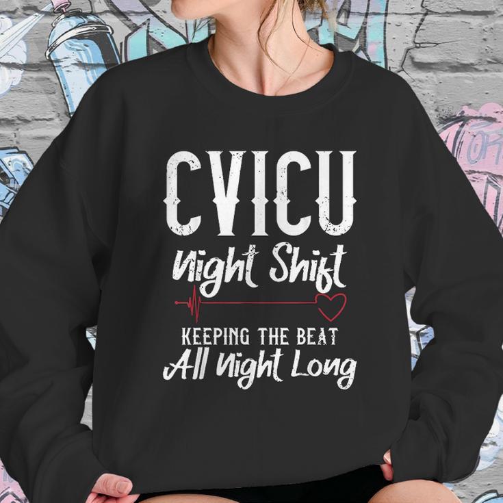 Cvicu Night Shift Nurse Keeping The Beat Women Sweatshirt Gifts for Her