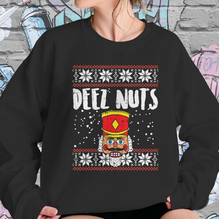 Deez Nuts Nutcracker Funny Ugly Christmas Sweater Meme Gift Women Sweatshirt Gifts for Her