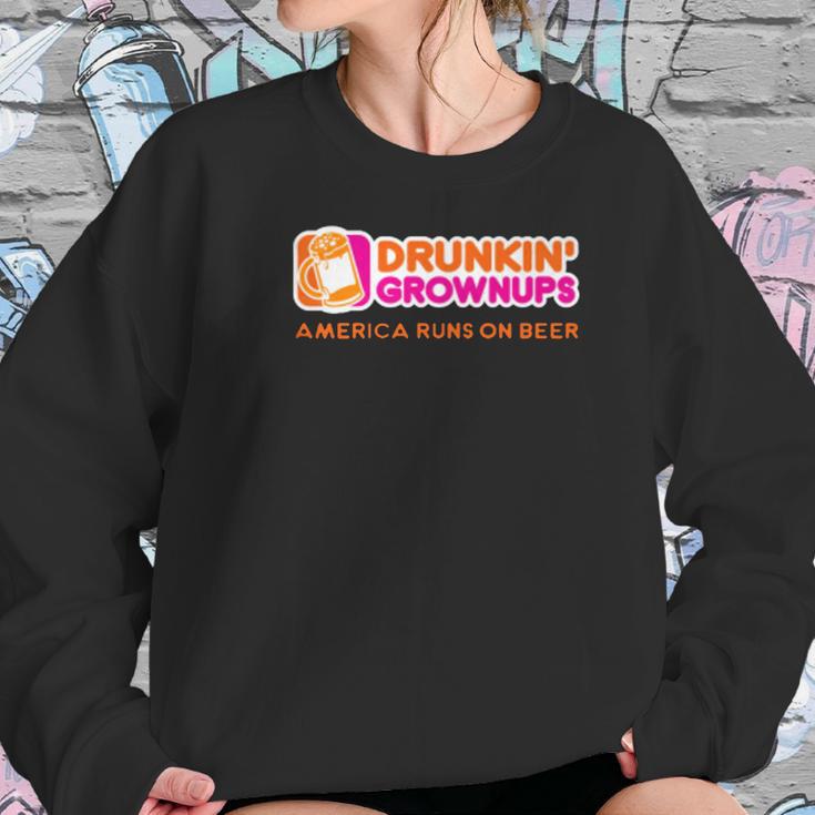 Drink Drunken Grownups American Run On Beer Dab Funny Women Sweatshirt Gifts for Her