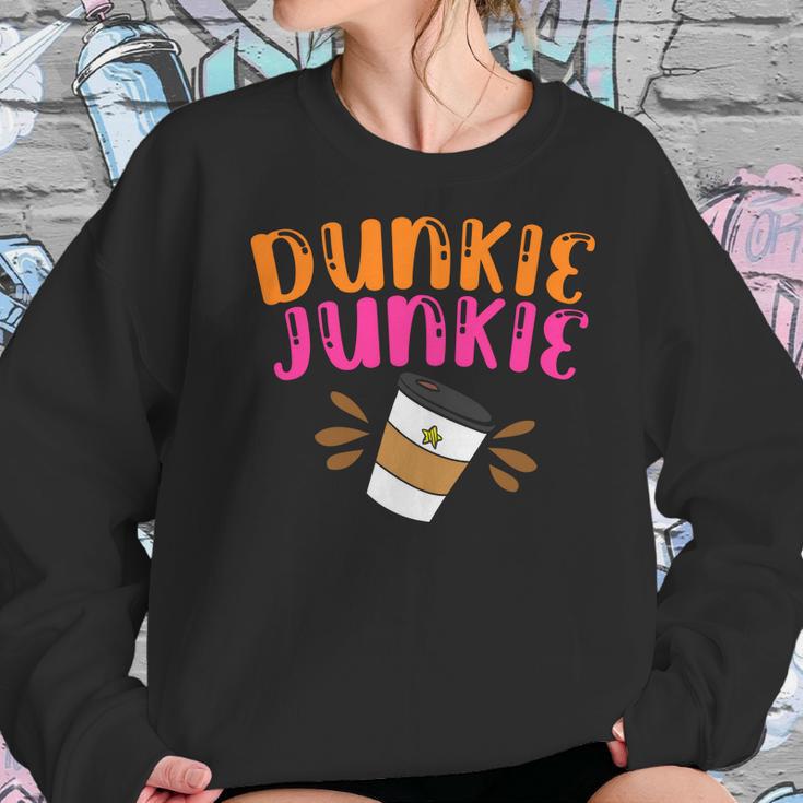 Dunkie Junkie Funny Coffee Cup Coffee Lovers Women Sweatshirt Gifts for Her