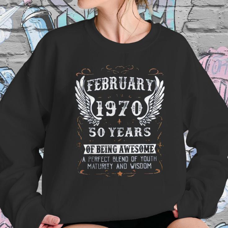 February 1970 50 Years Of Being Awesome Enjoyable Gift 2022 Women Sweatshirt Gifts for Her