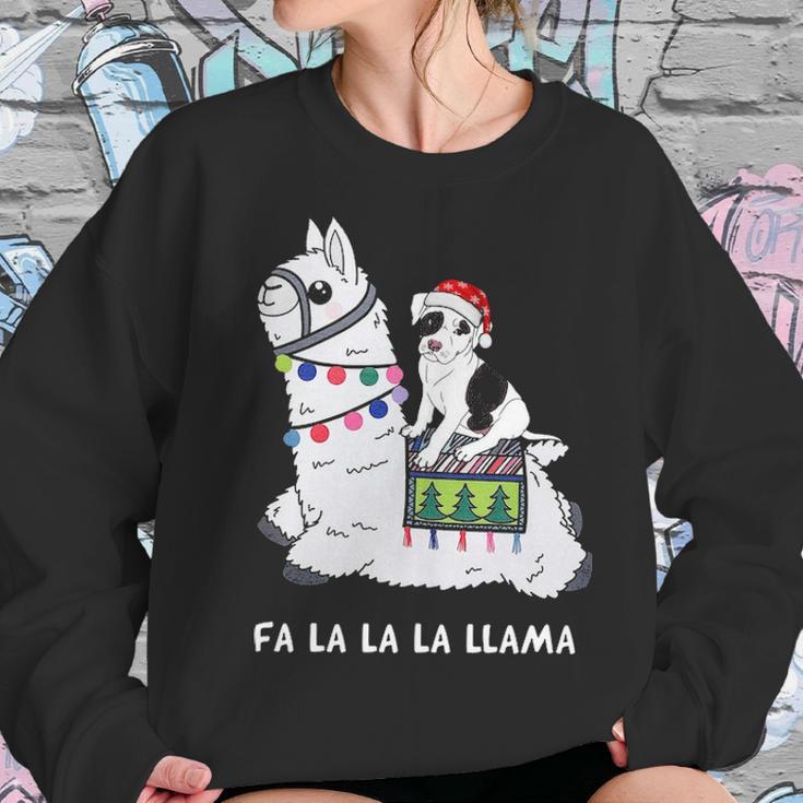 Fla La La Llama Pitbull Is Riding Llama FunnySh Women Sweatshirt Gifts for Her