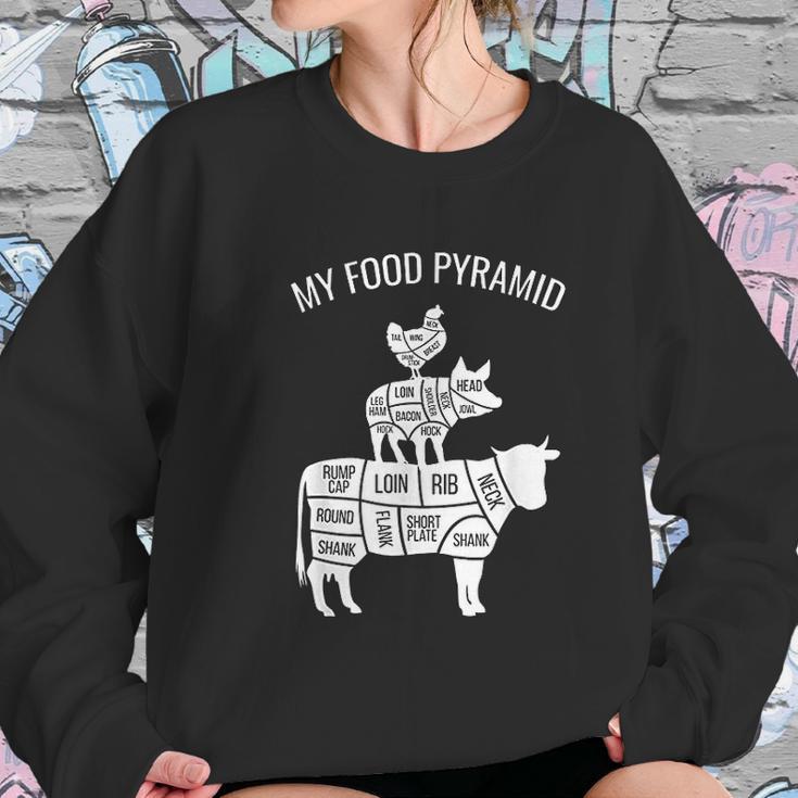 My Food Pyramid Funny Carnivore Cow Pig Chicken Women Sweatshirt Gifts for Her