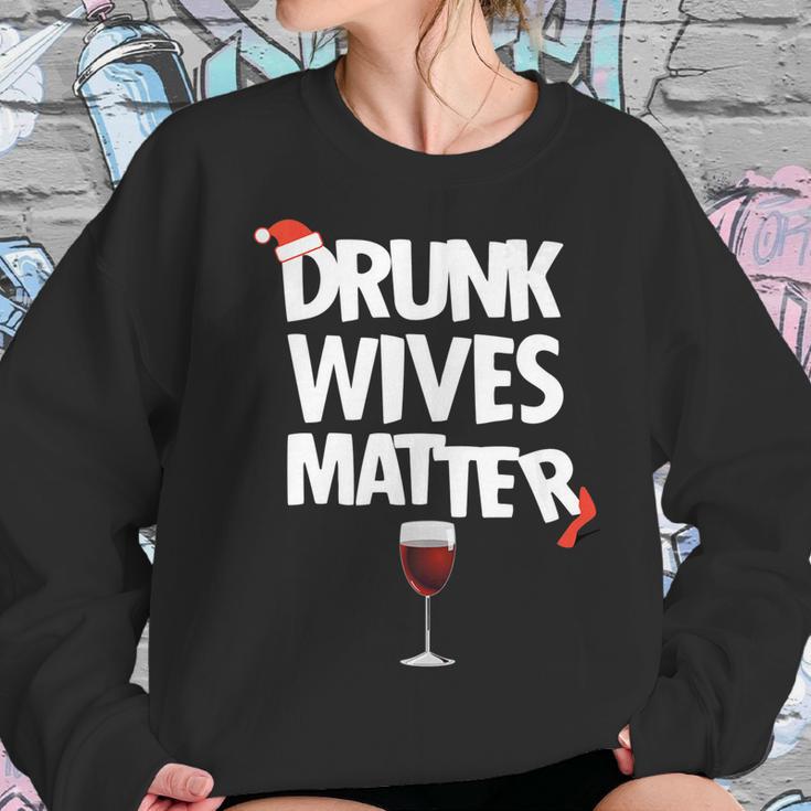 Funny Drunk Wives Matter Christmas Wife Drinking Wine Women Sweatshirt Gifts for Her