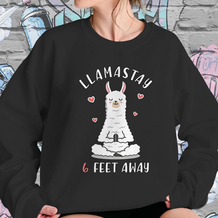 Funny Llama Social Distancing Llamastay 6 Feet Away Women Sweatshirt Gifts for Her