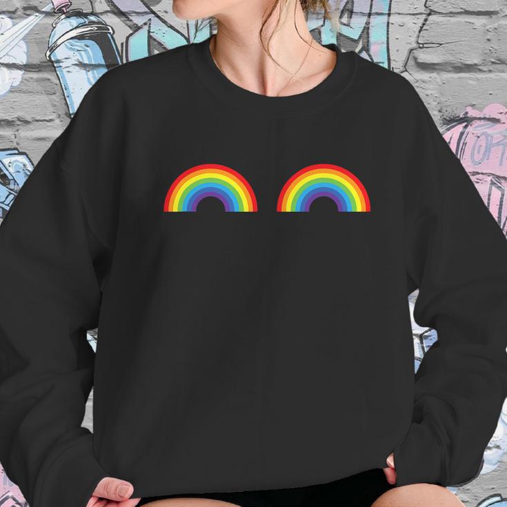 Gay Les Pride Rainbow Boobs Shirt Lgbt Gay Pride Gift Graphic Design Printed Casual Daily Basic Women Sweatshirt Gifts for Her