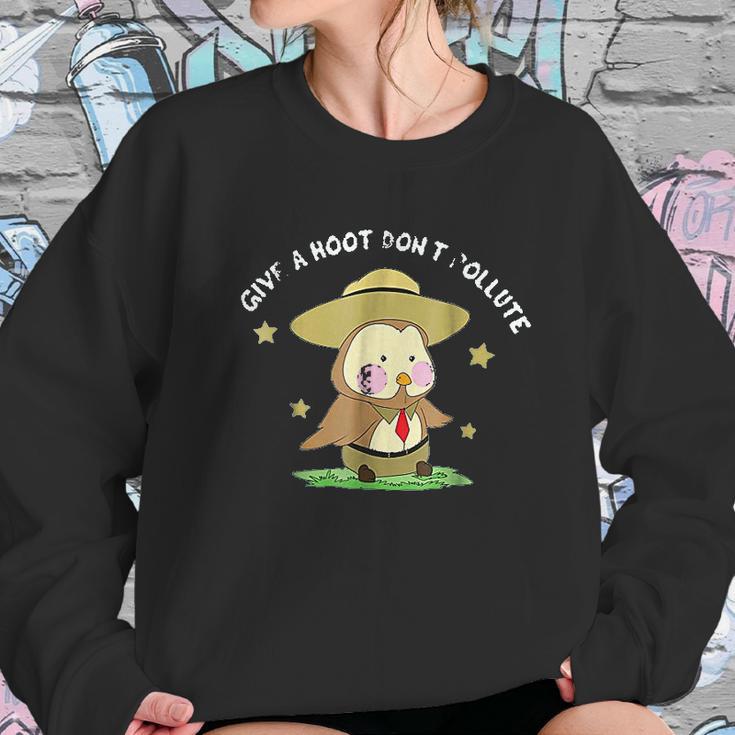 Give A Hoot Do Not Pollute Funny Owl Park Ranger Pun Women Sweatshirt Gifts for Her