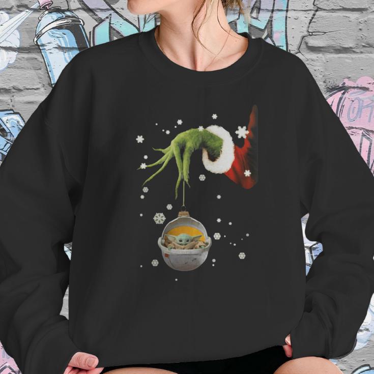 Grinch Hand Holding Baby Yoda Star Wars Christmas Shirt Women Sweatshirt Gifts for Her