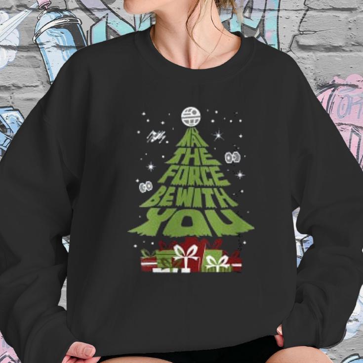 Grinch May The Force Be With You Christmas Tree Women Sweatshirt Gifts for Her