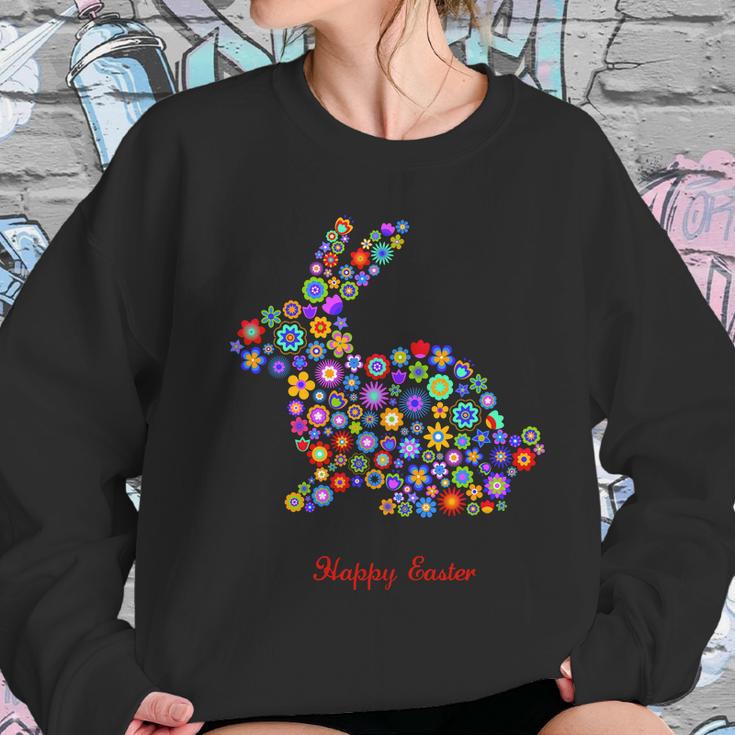 Happy Easter Bunny Rabbit Flowers Logo Women Sweatshirt Gifts for Her