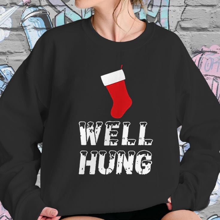 Well Hung Funny Inappropriate Christmas Office Party Ugly Xmas Women Sweatshirt Gifts for Her