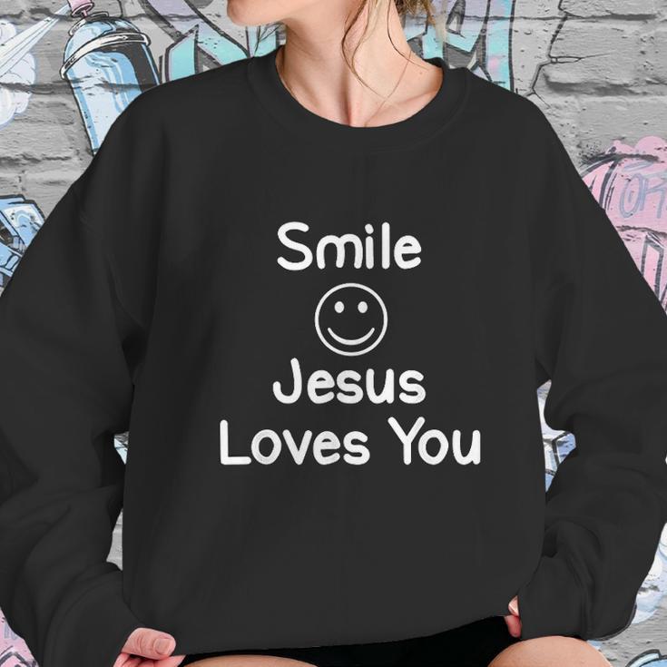 Inspirational Smile Jesus Loves You Women Sweatshirt Gifts for Her