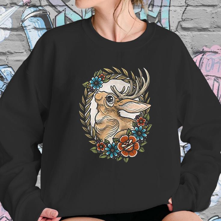 Jackalope With Flowers Women Sweatshirt Gifts for Her