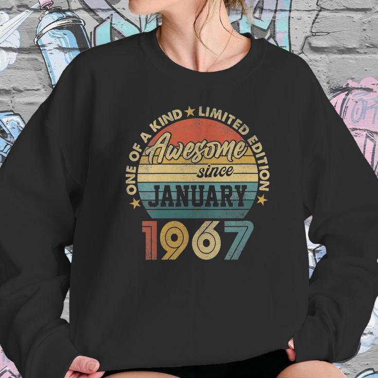 Womens January 1967 Vintage 55 Years Old Retro 55Th Birthday Gift V-Neck Women Sweatshirt Gifts for Her