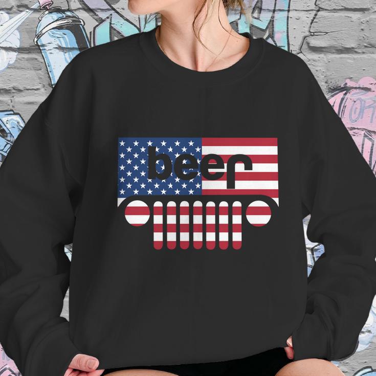 Jeep Beer American Flag Jeep And Beer Shirt Women Sweatshirt Gifts for Her