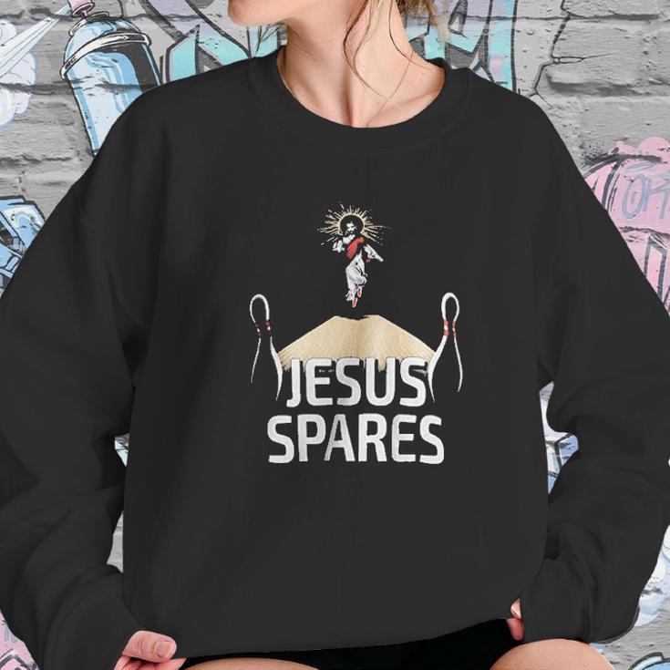 Jesus Spares Funny Bowling Team Bowler Alley League Christian Humor Women Sweatshirt Gifts for Her