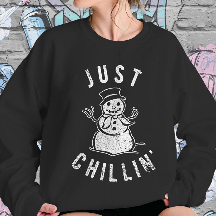 Just Chillin Snowman Cute Funny Christmas Winter Women Sweatshirt Gifts for Her