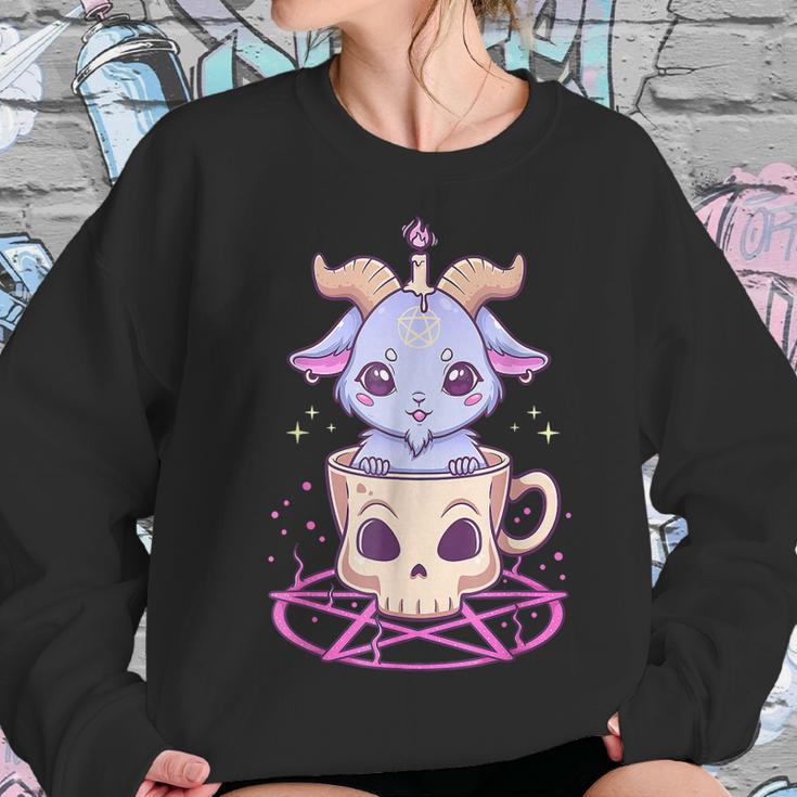 Kawaii Pastel Goth Cute Creepy Pentacle Baphomet Goat V2 Men Women T-Shirt Graphic Print Casual Unisex Tee Women Sweatshirt Gifts for Her