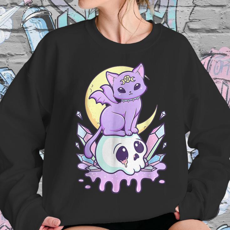 Kawaii Pastel Goth Cute Creepy Witchy Cat And Skull V3 Men Women T-Shirt Graphic Print Casual Unisex Tee Women Sweatshirt Gifts for Her