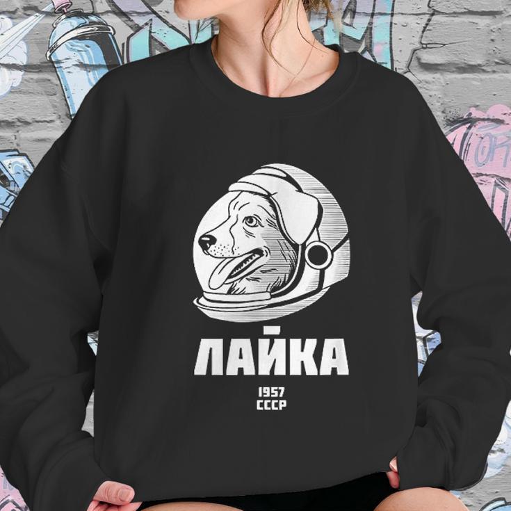 Laika 1957 Space Sputnik Mission Russian Dog Women Sweatshirt Gifts for Her