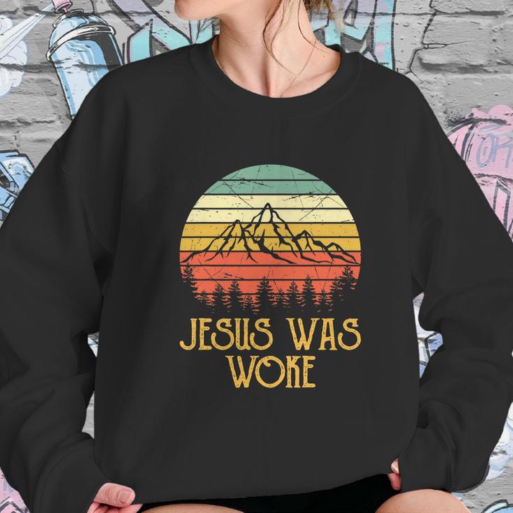 Liberal Democrat Jesus Was Woke Christian Women Sweatshirt Gifts for Her