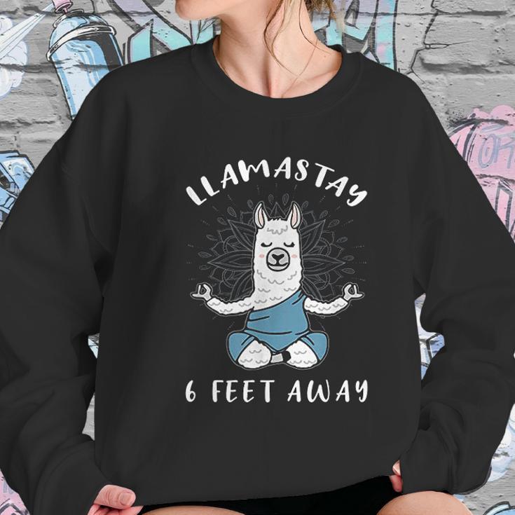 Llamastay 6 Feet Away Funny Llama Social Distancing Humour Women Sweatshirt Gifts for Her