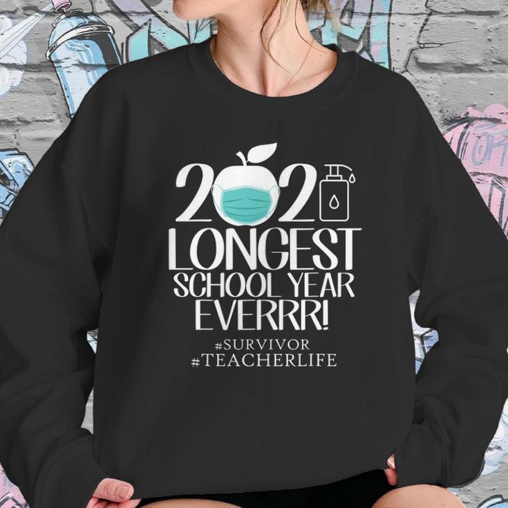 The Longest School Year Ever Apple Wearing Face Mask Teacher 2021 Ver2 Women Sweatshirt Gifts for Her