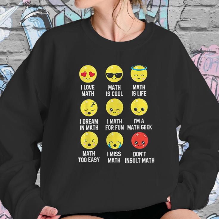 I Love Math Emoji Emoticons Teacher Mathletes Graphic Women Sweatshirt Gifts for Her