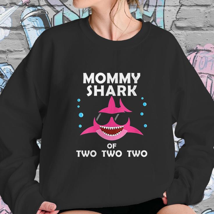 Mommy Shark Of Two Announcement Women Sweatshirt Gifts for Her