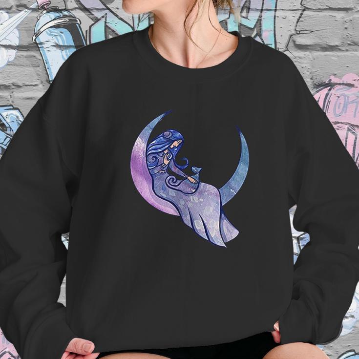 Moon Goddess Cat Person Artwork Moon Child Cat Women Sweatshirt Gifts for Her