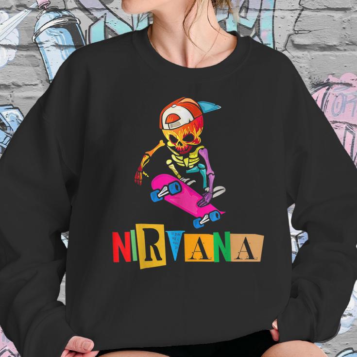 Nirvanas Skateboard Skelton Men Women T-Shirt Graphic Print Casual Unisex Tee Women Sweatshirt Gifts for Her