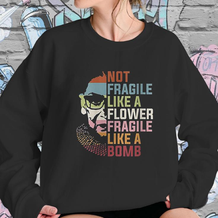 Womens Not Fragile Like A Flower But A Bomb Ruth Bader Rbg Feminist Women Sweatshirt Gifts for Her
