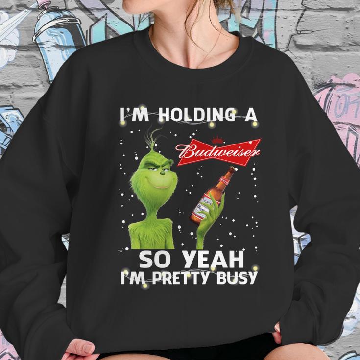 Official Christmas Sweater Im Holding A Budweiser Grinch Funny Beer Xmas Shirt Va11 Women Sweatshirt Gifts for Her