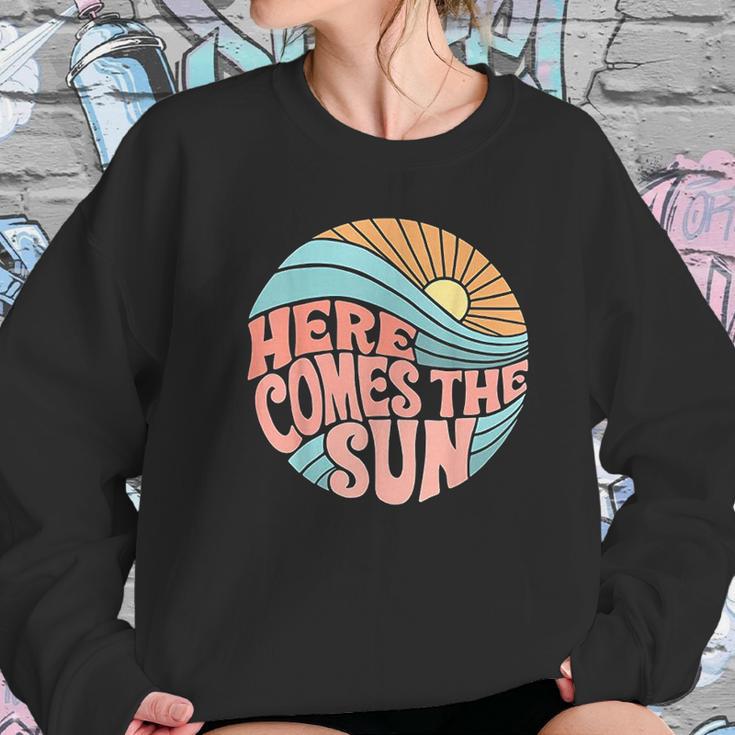 Pink Groovy Here Comes The Sun Classic For Women Men Women Sweatshirt Gifts for Her