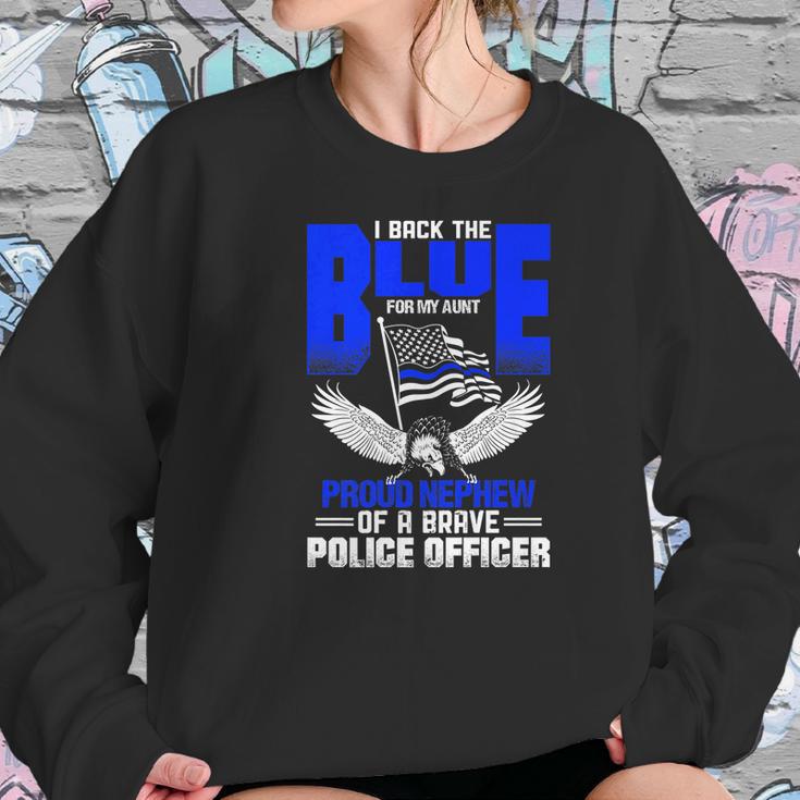 Police Flag Nephew Backs Blue For Police Aunt Women Sweatshirt Gifts for Her