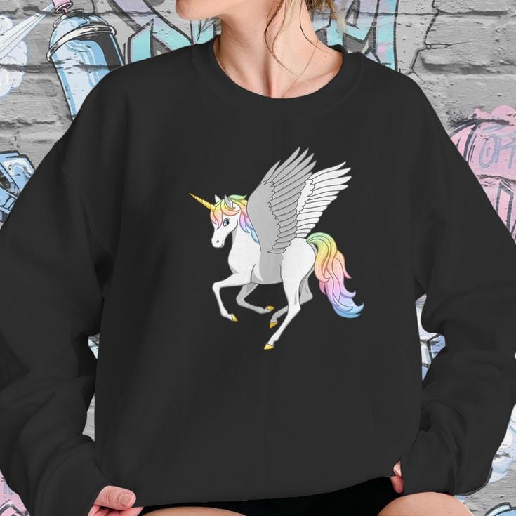 Pretty Flying Horse Rainbow Unicorn Pegasus Women Sweatshirt Gifts for Her