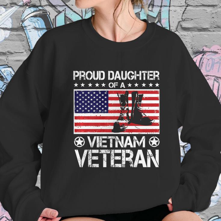 Proud Daughter Of Vietnam Veteran Us Flag Veteran Boots Graphic Design Printed Casual Daily Basic Women Sweatshirt Gifts for Her