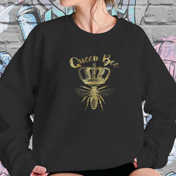 Queen Bee Vintage Crown Bee Lover Gift Faux Gold Women Sweatshirt Gifts for Her