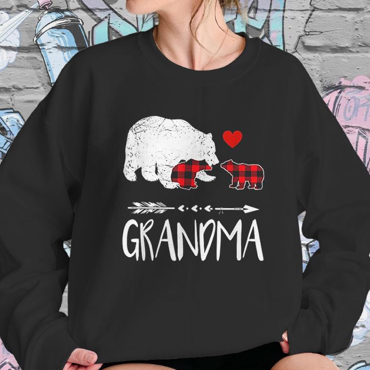 Red Plaid Grandma Bear Two Cubs Matching Buffalo Pajama Xmas Women Sweatshirt Gifts for Her