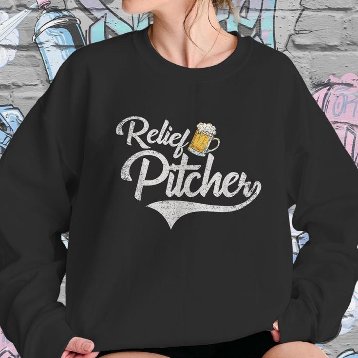 Relief Pitcher Beer And Baseball Funny Graphic Design Printed Casual Daily Basic Women Sweatshirt Gifts for Her